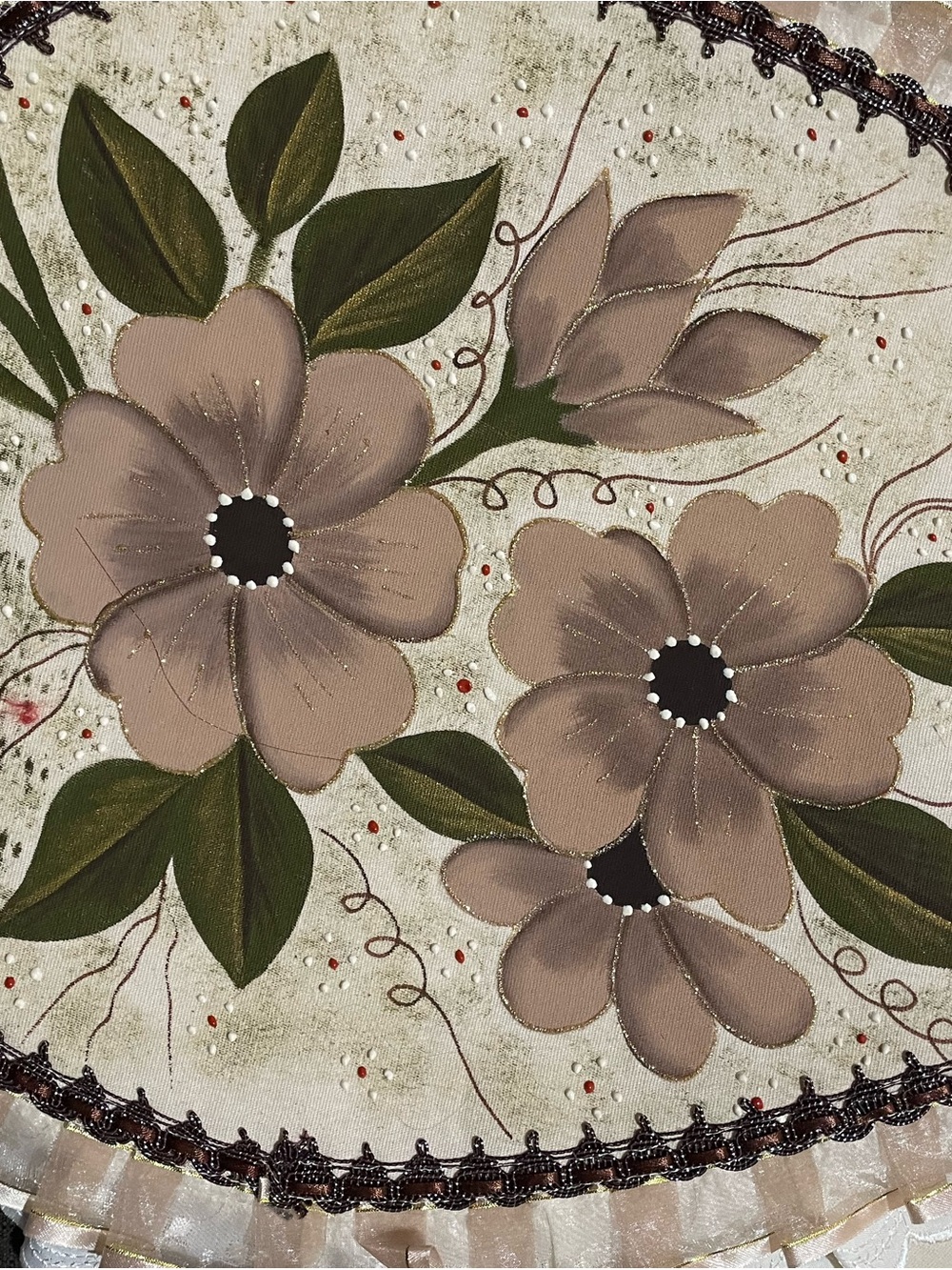 Floral Canvas Wall Art in Taupe and Green by